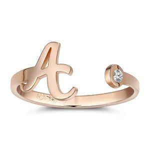 Personalised Birthstone Initial Ring Birthday Anniversary Mother's Day Gift for wife mom grandmother sister graduation daughter bridesmaid- Custom & Braille Jewelry-Statement Rings