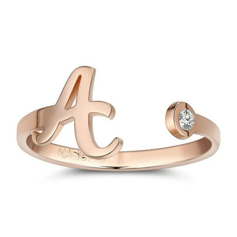 Personalised Birthstone Initial Ring Birthday Anniversary Mother's Day Gift for wife mom grandmother sister graduation daughter bridesmaid- Custom & Braille Jewelry-Statement Rings