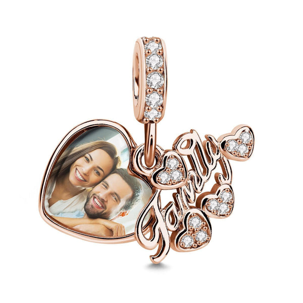 Personalised Photo Heart Charm Anniversary Birthday Mothers day gift for wife mom daughter sister bridesmaid jewelry grandmothers garden- Custom & Braille Jewelry-Charms