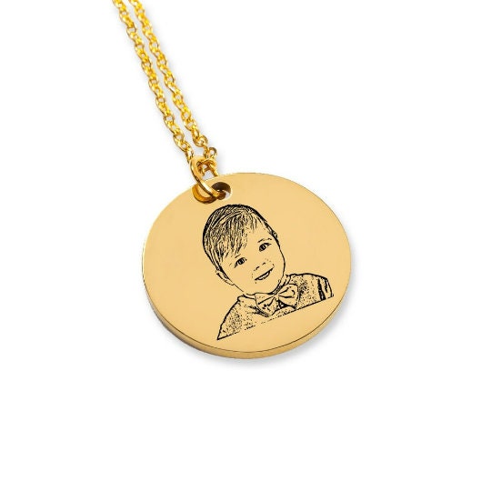 personalized baby portrait round pendant necklace valentine gift for wife mom sister baby shower,custom baby photo jewelry mothers day gift- Custom & Braille Jewelry-Pendants
