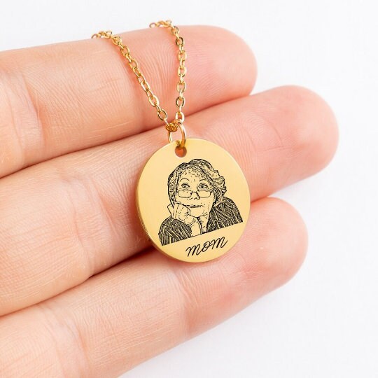 personalized portrait mom round pendant necklace valentine gift for wife mom sister baby shower,custom baby photo jewelry mothers day gift- Custom & Braille Jewelry-Pendants