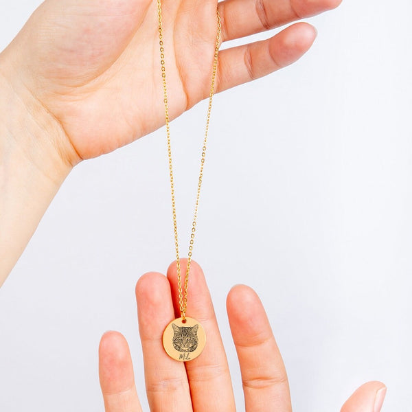 personalized pet portrait round pendant necklace birthday mothers day gift for wife dog mom cat mom puppy shower,custom pet photo jewelry- Custom & Braille Jewelry-Pendants
