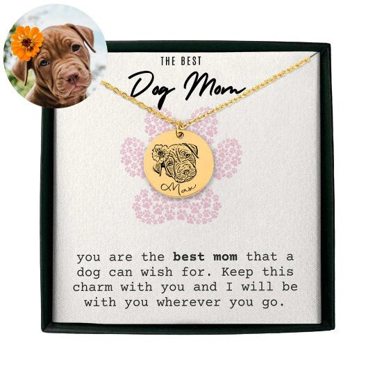 personalized pet portrait round pendant necklace birthday mothers day gift for wife dog mom cat mom puppy shower,custom pet photo jewelry- Custom & Braille Jewelry-Pendants