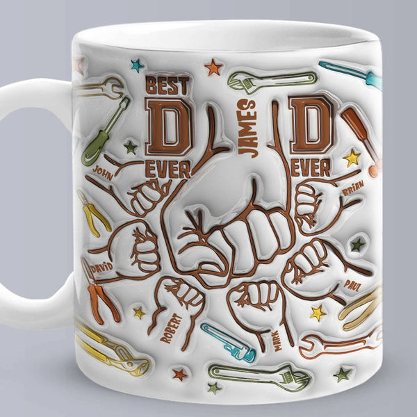 Personalized Handyman Dad Mug Kids Names 1-6 ceramic Mug Father's Day Gift for Dad Husband Grandad UNCLE Brother BFF birthday gift 11-15oz- Tumbler Mug Water Bottle-Mugs