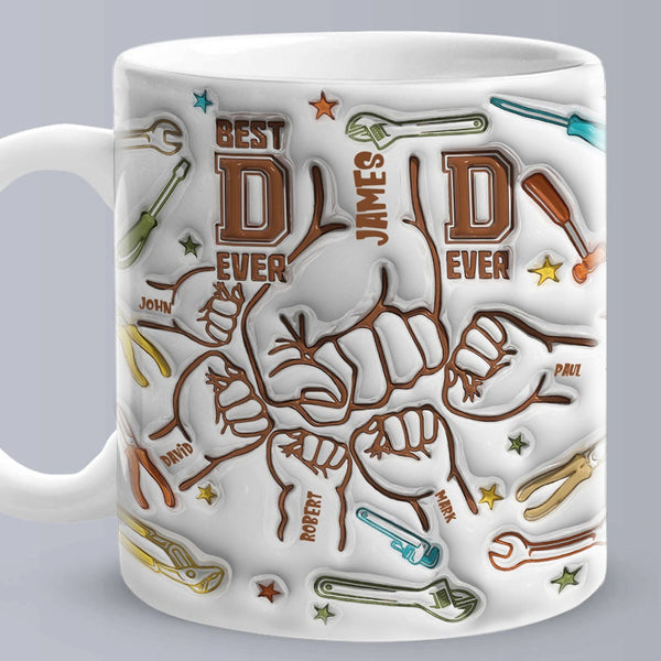 Personalized Handyman Dad Mug Kids Names 1-6 ceramic Mug Father's Day Gift for Dad Husband Grandad UNCLE Brother BFF birthday gift 11-15oz- Tumbler Mug Water Bottle-Mugs