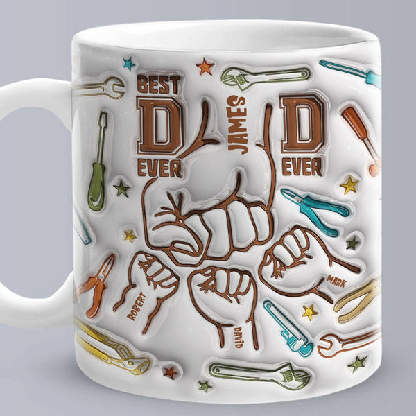 Personalized Handyman Dad Mug Kids Names 1-6 ceramic Mug Father's Day Gift for Dad Husband Grandad UNCLE Brother BFF birthday gift 11-15oz- Tumbler Mug Water Bottle-Mugs