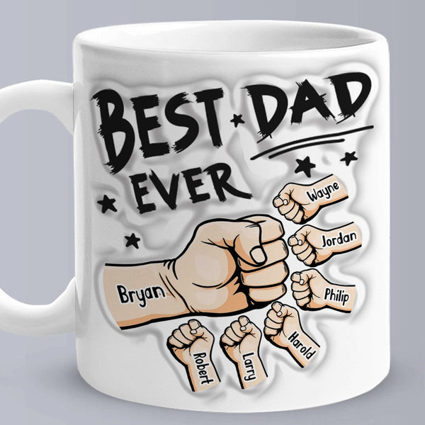 Personalized Best Dad Best Papa 3D Inflated Effect Ceramic Coffee Mug Father's Day Gift for Dad Husband Grandad UNCLE Brother BFF birthday- Tumbler Mug Water Bottle-Mugs