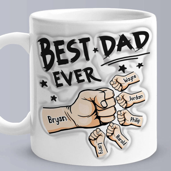 Personalized Best Dad Best Papa 3D Inflated Effect Ceramic Coffee Mug Father's Day Gift for Dad Husband Grandad UNCLE Brother BFF birthday- Tumbler Mug Water Bottle-Mugs