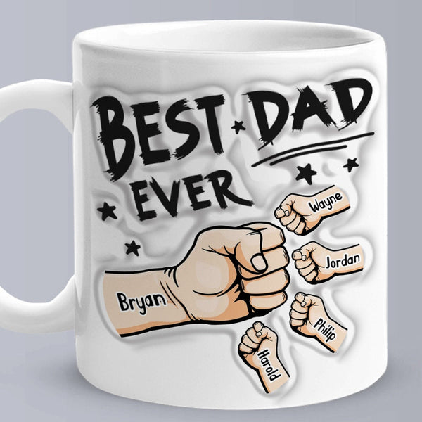 Personalized Best Dad Best Papa 3D Inflated Effect Ceramic Coffee Mug Father's Day Gift for Dad Husband Grandad UNCLE Brother BFF birthday- Tumbler Mug Water Bottle-Mugs