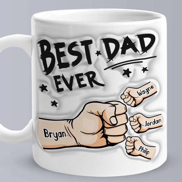Personalized Best Dad Best Papa 3D Inflated Effect Ceramic Coffee Mug Father's Day Gift for Dad Husband Grandad UNCLE Brother BFF birthday- Tumbler Mug Water Bottle-Mugs