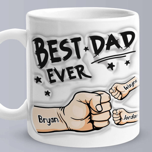 Personalized Best Dad Best Papa 3D Inflated Effect Ceramic Coffee Mug Father's Day Gift for Dad Husband Grandad UNCLE Brother BFF birthday- Tumbler Mug Water Bottle-Mugs