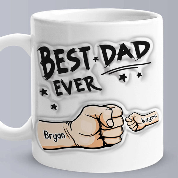 Personalized Best Dad Best Papa 3D Inflated Effect Ceramic Coffee Mug Father's Day Gift for Dad Husband Grandad UNCLE Brother BFF birthday- Tumbler Mug Water Bottle-Mugs