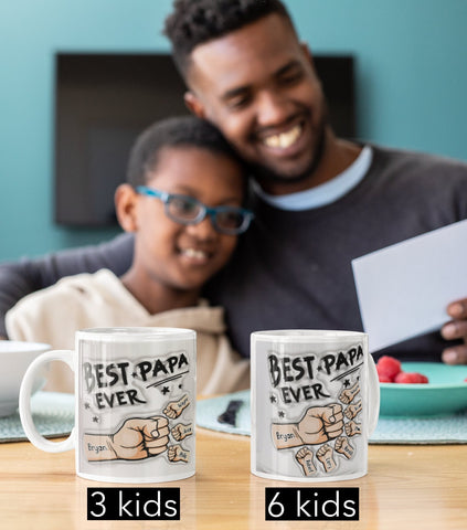 Personalized Best Dad Best Papa 3D Inflated Effect Ceramic Coffee Mug Father's Day Gift for Dad Husband Grandad UNCLE Brother BFF birthday- Tumbler Mug Water Bottle-Mugs