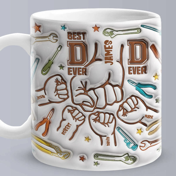 Personalized Handyman Dad Mug Kids Names 1-6 ceramic Mug Father's Day Gift for Dad Husband Grandad UNCLE Brother BFF birthday gift 11-15oz- Tumbler Mug Water Bottle-Mugs