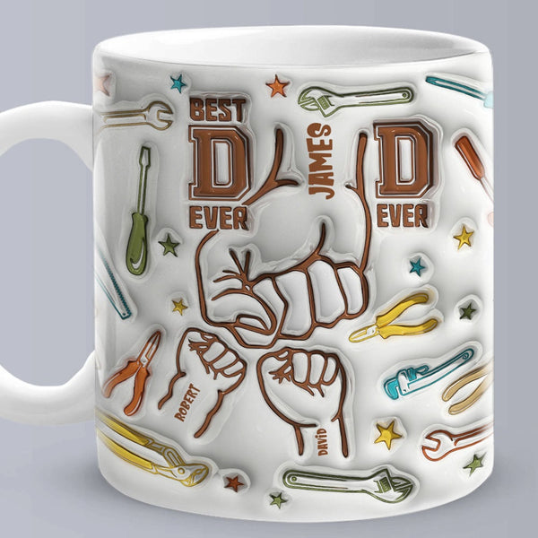 Personalized Handyman Dad Mug Kids Names 1-6 ceramic Mug Father's Day Gift for Dad Husband Grandad UNCLE Brother BFF birthday gift 11-15oz- Tumbler Mug Water Bottle-Mugs