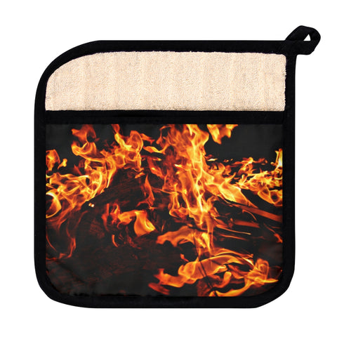 Fire flames 9" Pot Holder with Pocket, Gift for Housewarming/Mothers day/Couples/Bachelor/Birthday/home decor/kitchen decor/cooking/chefs