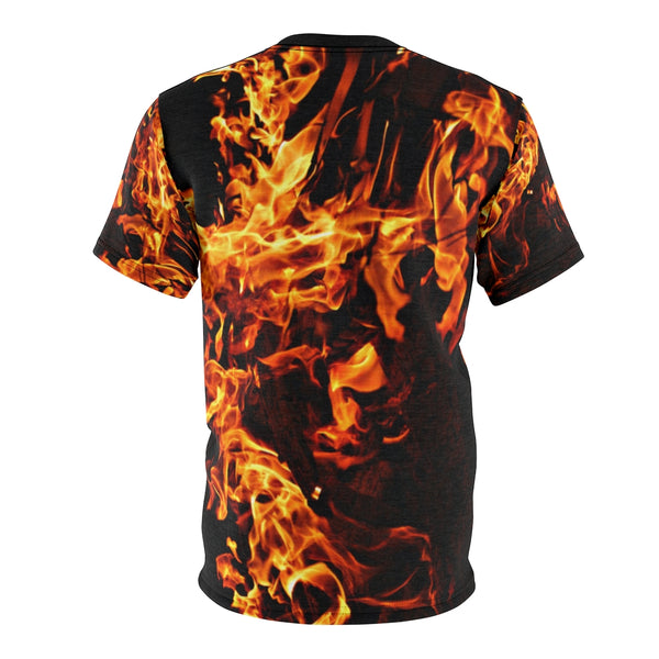 Mens fire flames MWW Unisex AOP Cut & Sew Tee