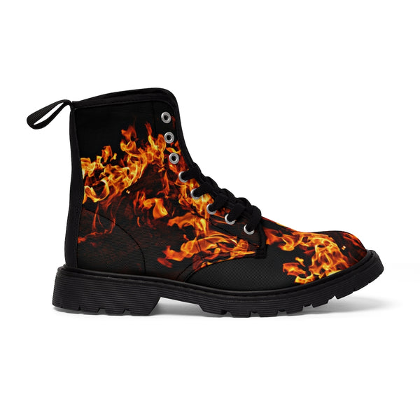 Fire Flames Canvas Boots, Unisex,Casual Hiking/Walking Boots, Christmas/Thanksgiving/Birthday/His/Hers/Couple/Anniversary/Graduation Gifts