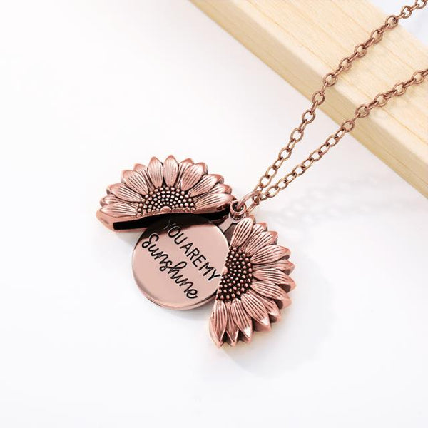 Open Locket Sunflower Necklace