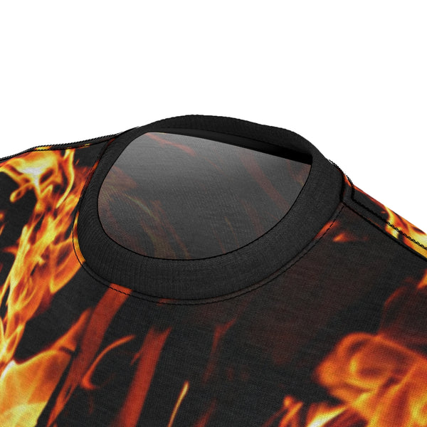 Mens fire flames MWW Unisex AOP Cut & Sew Tee