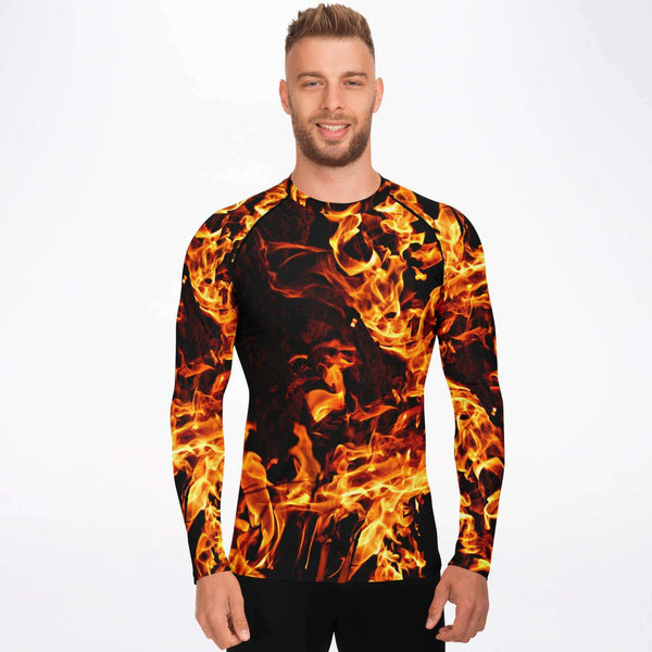XS-4XL Mens Rashguard Long Sleeve SlimFit, UPF 50+,Printed & Handsewn