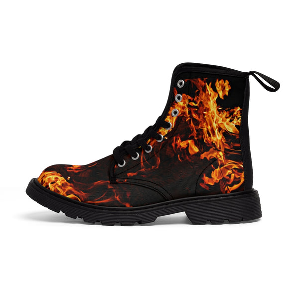 Fire Flames Canvas Boots, Unisex,Casual Hiking/Walking Boots, Christmas/Thanksgiving/Birthday/His/Hers/Couple/Anniversary/Graduation Gifts