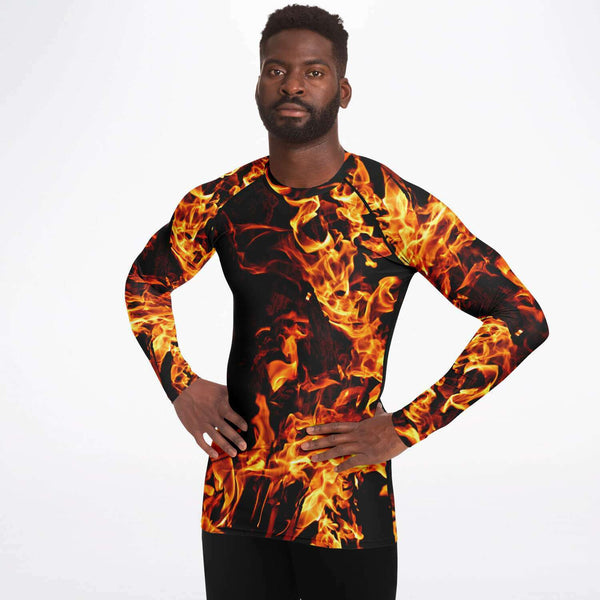 XS-4XL Mens Rashguard Long Sleeve SlimFit, UPF 50+,Printed & Handsewn