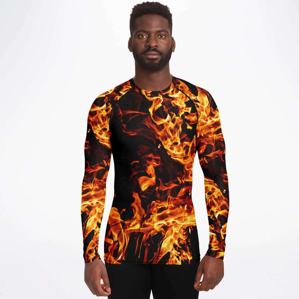 XS-4XL Mens Rashguard Long Sleeve SlimFit, UPF 50+,Printed & Handsewn