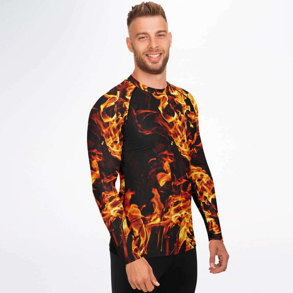 XS-4XL Mens Rashguard Long Sleeve SlimFit, UPF 50+,Printed & Handsewn