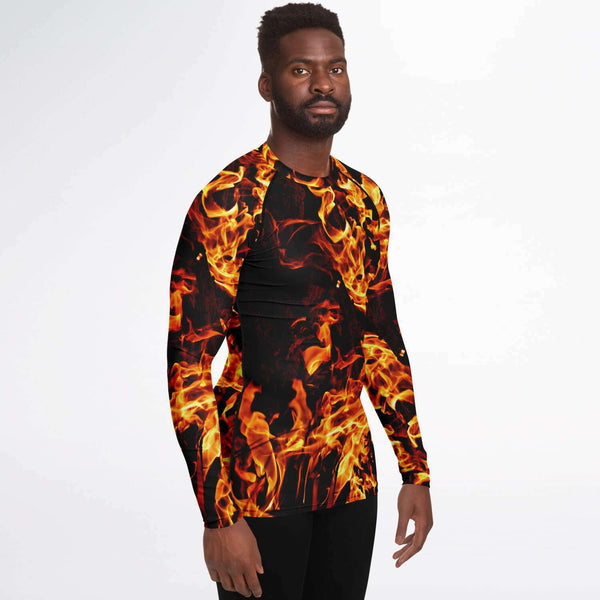 XS-4XL Mens Rashguard Long Sleeve SlimFit, UPF 50+,Printed & Handsewn
