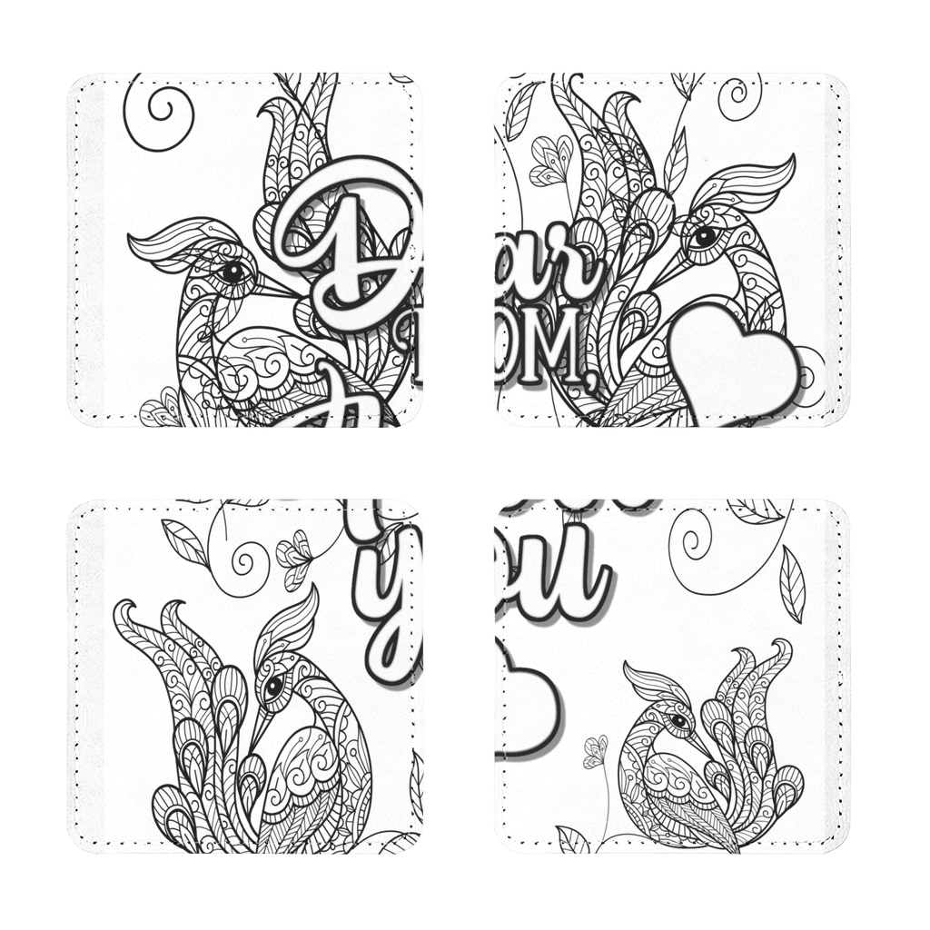 peacocksMomILoveU Sublimation Coasters Pack of Four