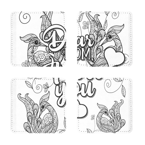 peacocksMomILoveU Sublimation Coasters Pack of Four