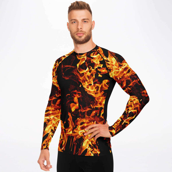 XS-4XL Mens Rashguard Long Sleeve SlimFit, UPF 50+,Printed & Handsewn