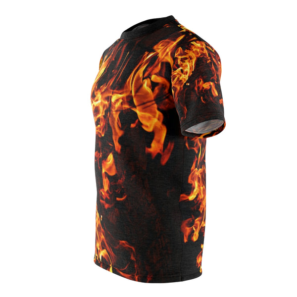 Mens fire flames MWW Unisex AOP Cut & Sew Tee