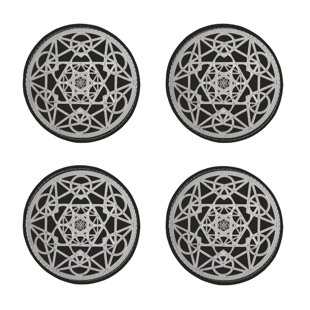 MetatronCubeSilver Sublimation Coasters Pack of Four