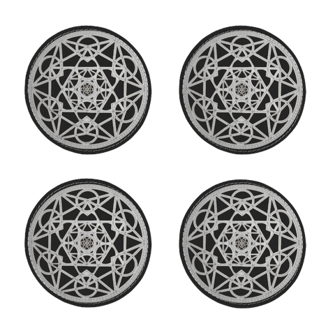 MetatronCubeSilver Sublimation Coasters Pack of Four