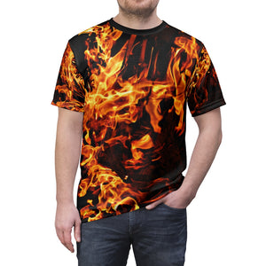 Mens fire flames MWW Unisex AOP Cut & Sew Tee