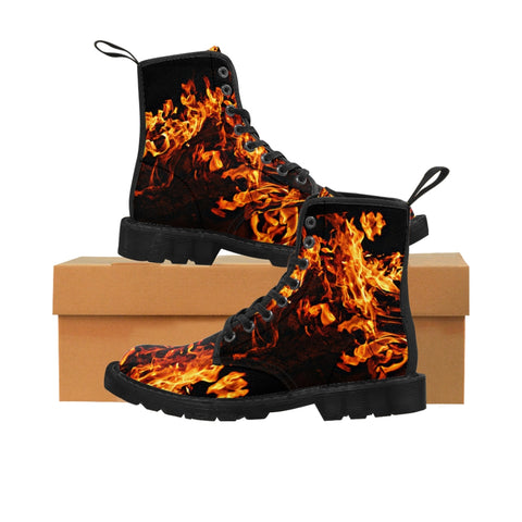 Fire Flames Canvas Boots, Unisex,Casual Hiking/Walking Boots, Christmas/Thanksgiving/Birthday/His/Hers/Couple/Anniversary/Graduation Gifts
