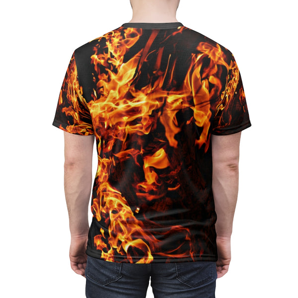 Mens fire flames MWW Unisex AOP Cut & Sew Tee