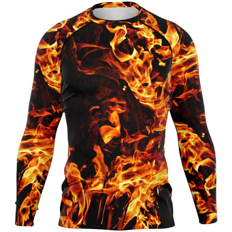 XS-4XL Mens Rashguard Long Sleeve SlimFit, UPF 50+,Printed & Handsewn