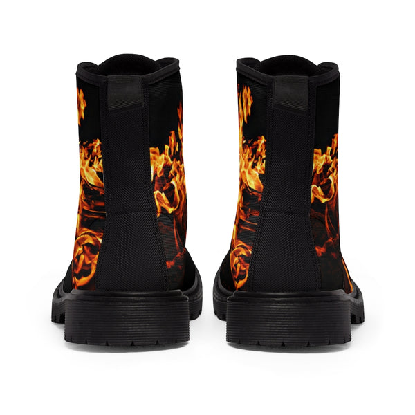 Fire Flames Canvas Boots, Unisex,Casual Hiking/Walking Boots, Christmas/Thanksgiving/Birthday/His/Hers/Couple/Anniversary/Graduation Gifts