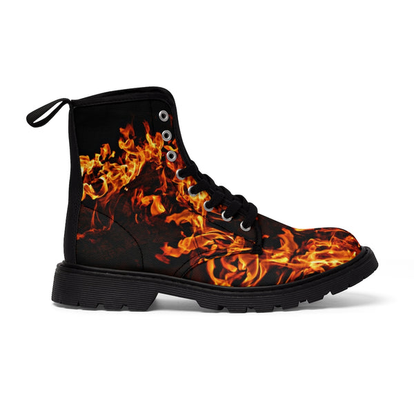 Fire Flames Canvas Boots, Unisex,Casual Hiking/Walking Boots, Christmas/Thanksgiving/Birthday/His/Hers/Couple/Anniversary/Graduation Gifts