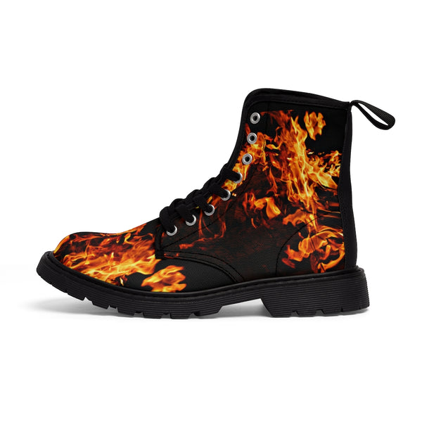 Fire Flames Canvas Boots, Unisex,Casual Hiking/Walking Boots, Christmas/Thanksgiving/Birthday/His/Hers/Couple/Anniversary/Graduation Gifts
