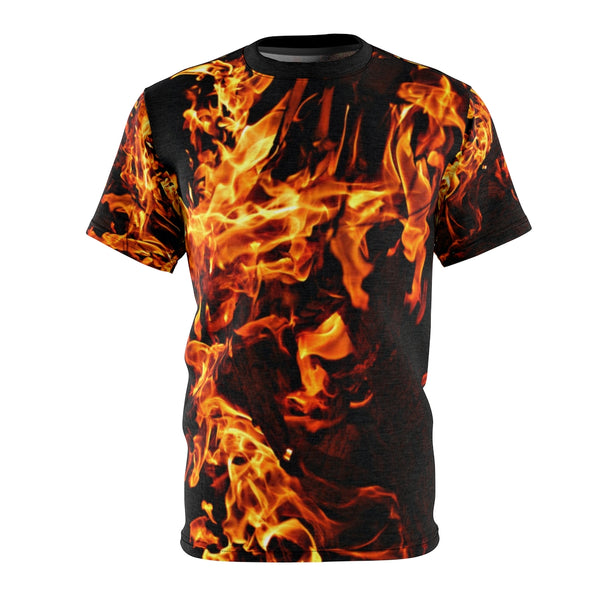 Mens fire flames MWW Unisex AOP Cut & Sew Tee