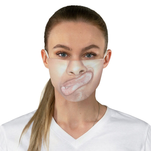 Crooked Mouth Printed Realistic  Fabric Face Mask for Light,Med/Dark  /Adults/Kids, Reusable 2 layer Polyester Cloth