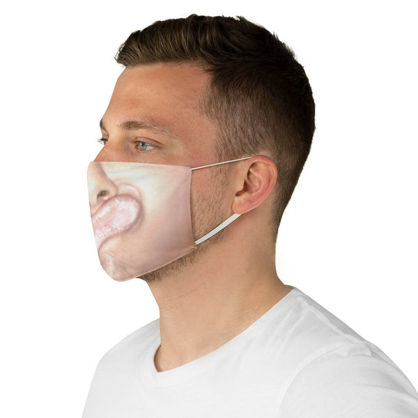 Crooked Mouth Printed Realistic  Fabric Face Mask for Light,Med/Dark  /Adults/Kids, Reusable 2 layer Polyester Cloth