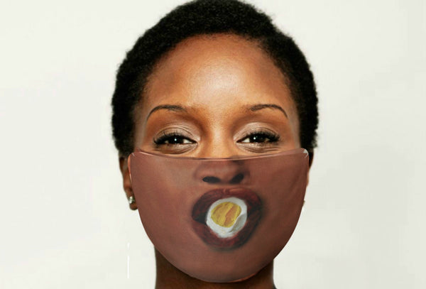 Suck Eggs 3D Printed Realistic Expression Unisex Fabric Mask for Light/Medium/Dark  /Adult/Kids, Washable 2 layer Polyester Cloth