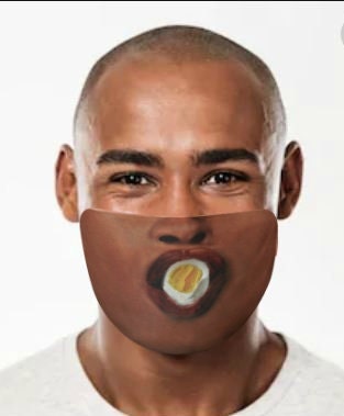 Suck Eggs 3D Printed Realistic Expression Unisex Fabric Mask for Light/Medium/Dark  /Adult/Kids, Washable 2 layer Polyester Cloth