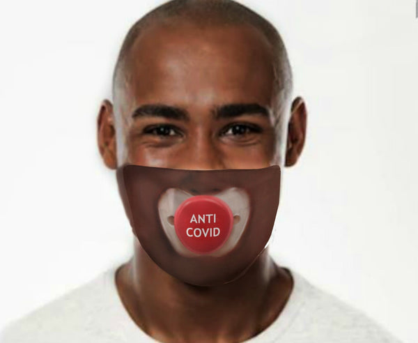Anti Covid Baby Pacifier 3D Printed Realistic Expression Unisex Fabric Mask, Light, Medium and Dark  , Reusable 2 layer Polyester Cloth