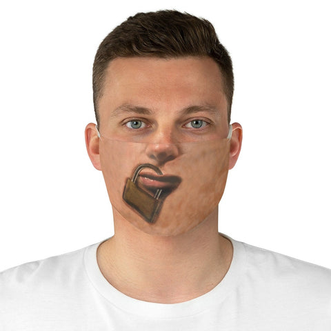 Padlocked mouth 3D  Printed Realistic Expression Unisex Fabric Mask for Light, Medium and Dark  , Reusable 2 layer Polyester